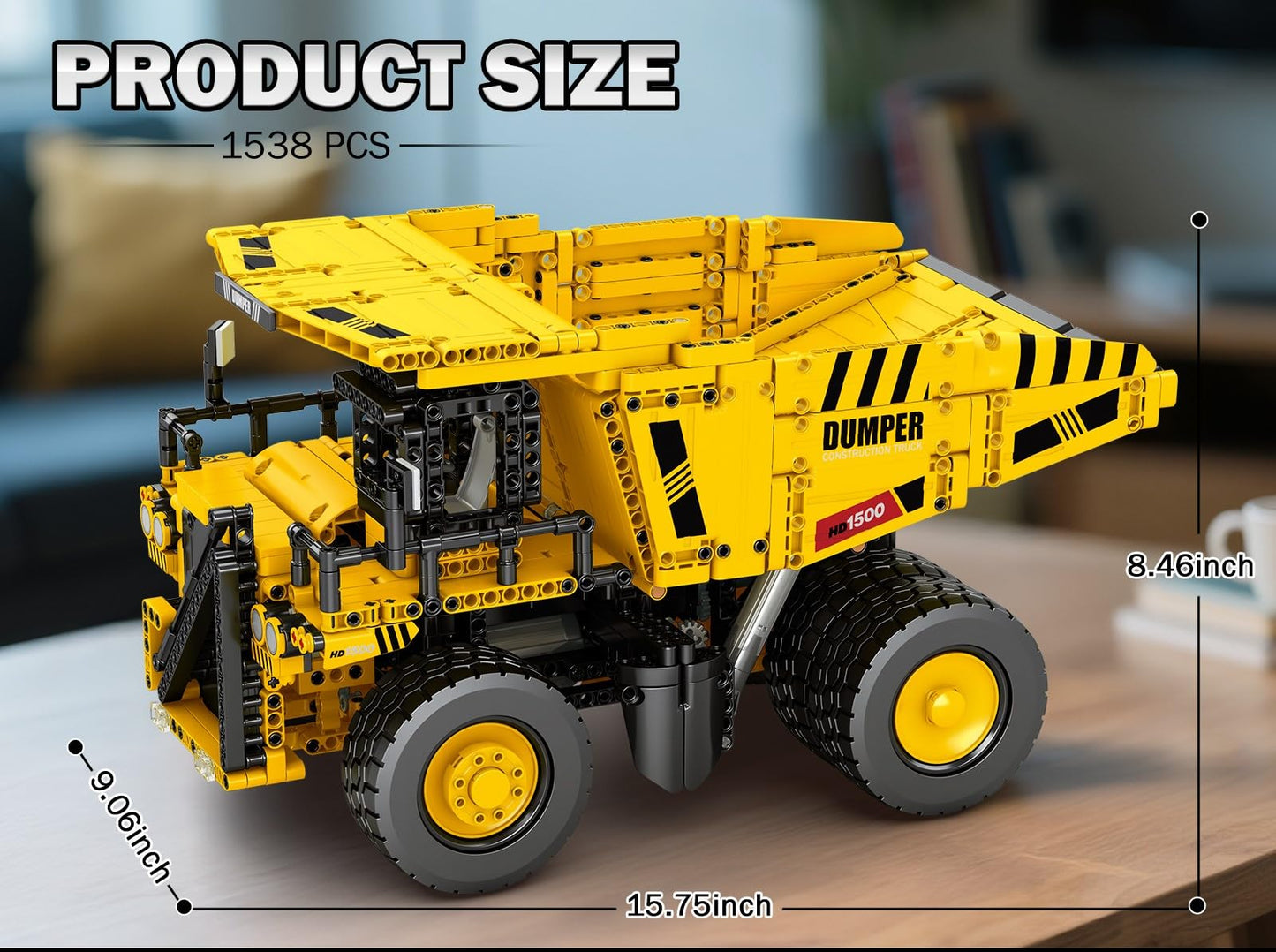 Reobrix Building Set for Adults with Control Remote STEM Gifts for Teens Age 14 and up, Mining Dump Truck Collectible Model for Birthday, Heavy-Duty Construction Vehicle Building Toys Kit 22025