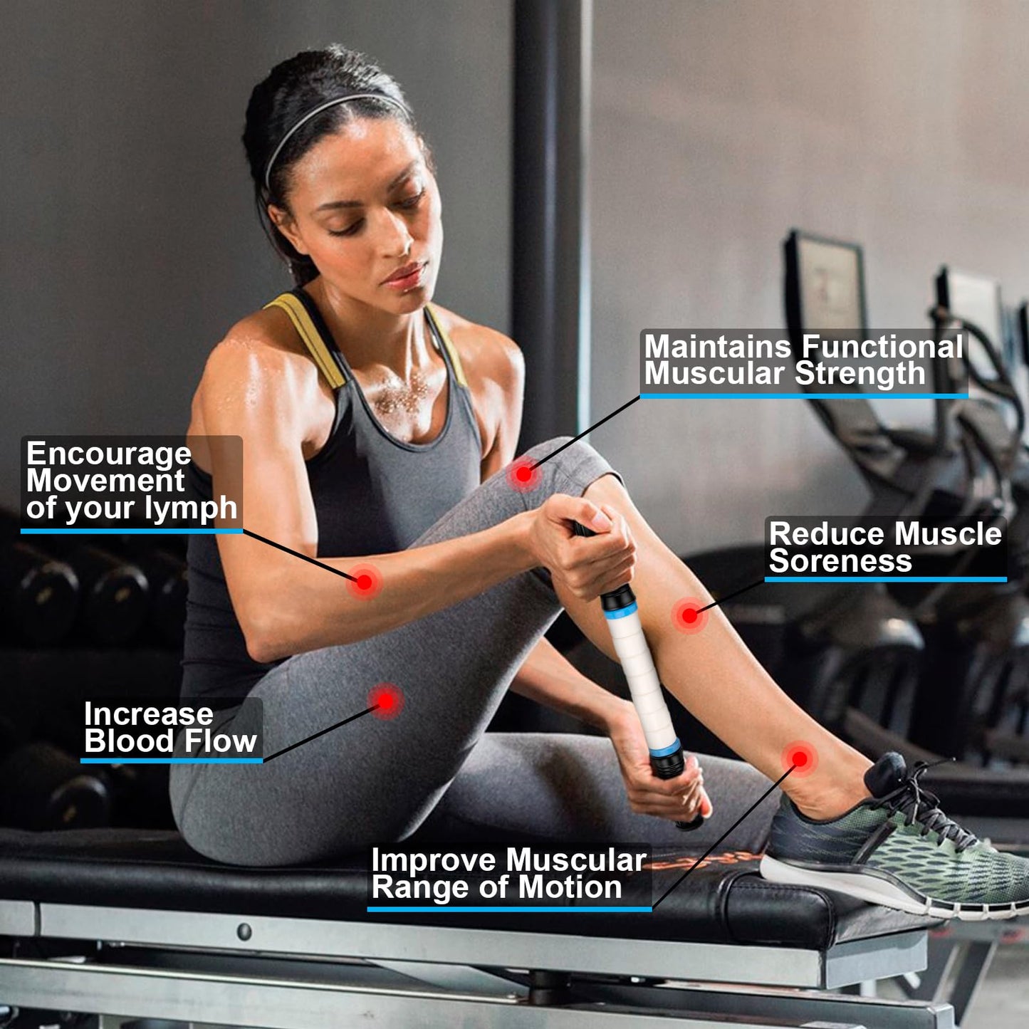 iGreely Premium Muscle Roller the Ultimate Massage Roller Stick 17 Inches Recommended By Physical Therapists Promotes Recovery Fast Relief for Cramps Soreness Tight Muscles-White