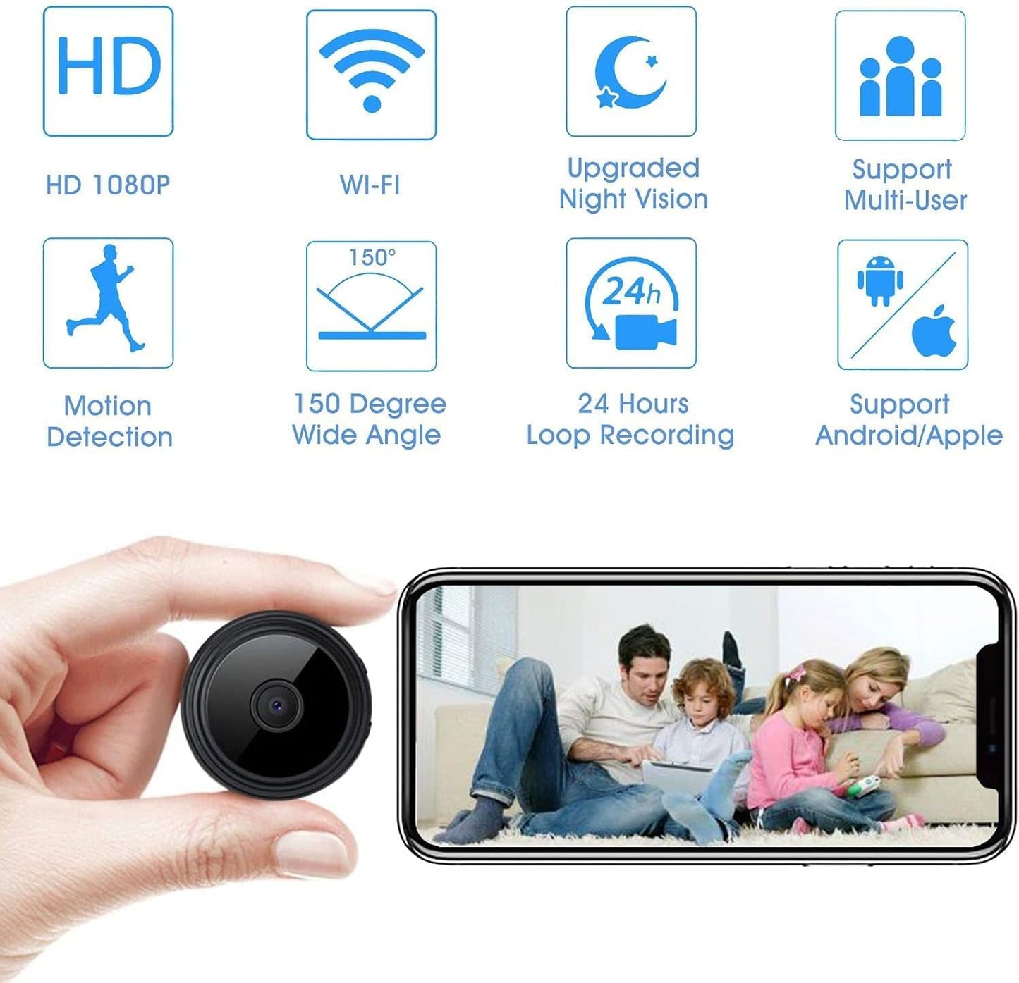 X W EI UNION Secret Camera Spy Camera WiFi Home Security Camera Mini Hidden Camera Video Recorder Night Vision Live