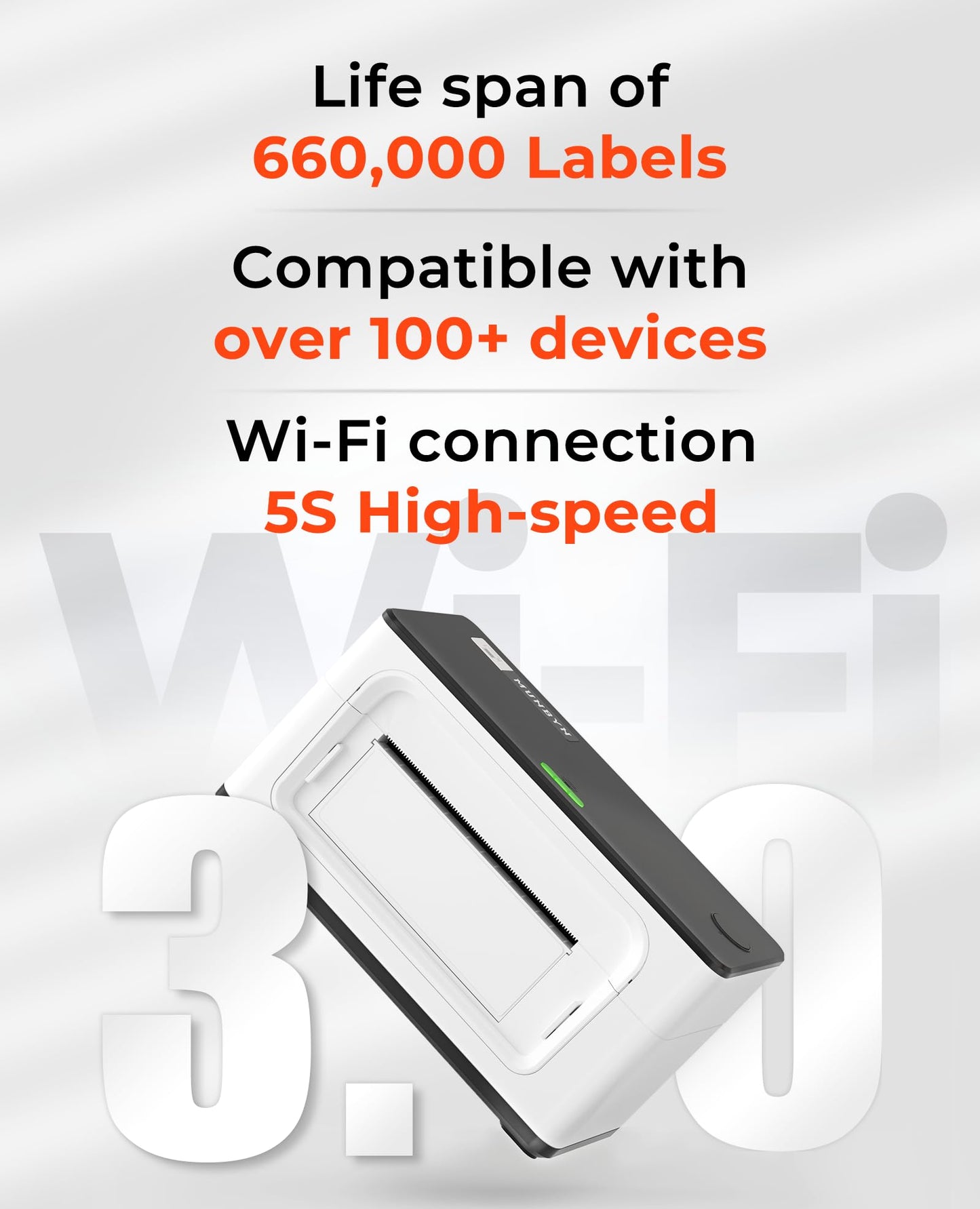 MUNBYN Wireless Wi-Fi Thermal Printer Shipping Label Printer, Compatible with AirPrint iPhone, iPad, MacOS, Android Windows Suit for Small Business,No Ink, Fast & Clear Printing