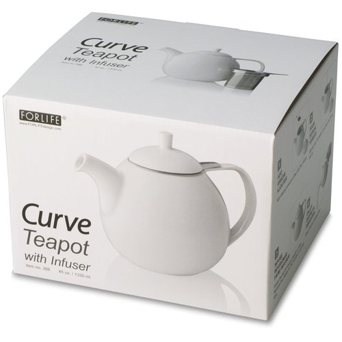 FORLIFE Curve Teapot with Infuser, 45-Ounce, Red