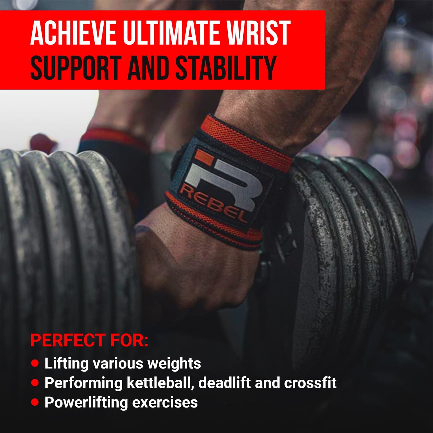 Iron Rebel Wrist Wraps - Flexible wrist support for weightlifting Straps for Men & Women - Comfortable & Durable Wrist Wraps for Everyday Lifting (Pair)