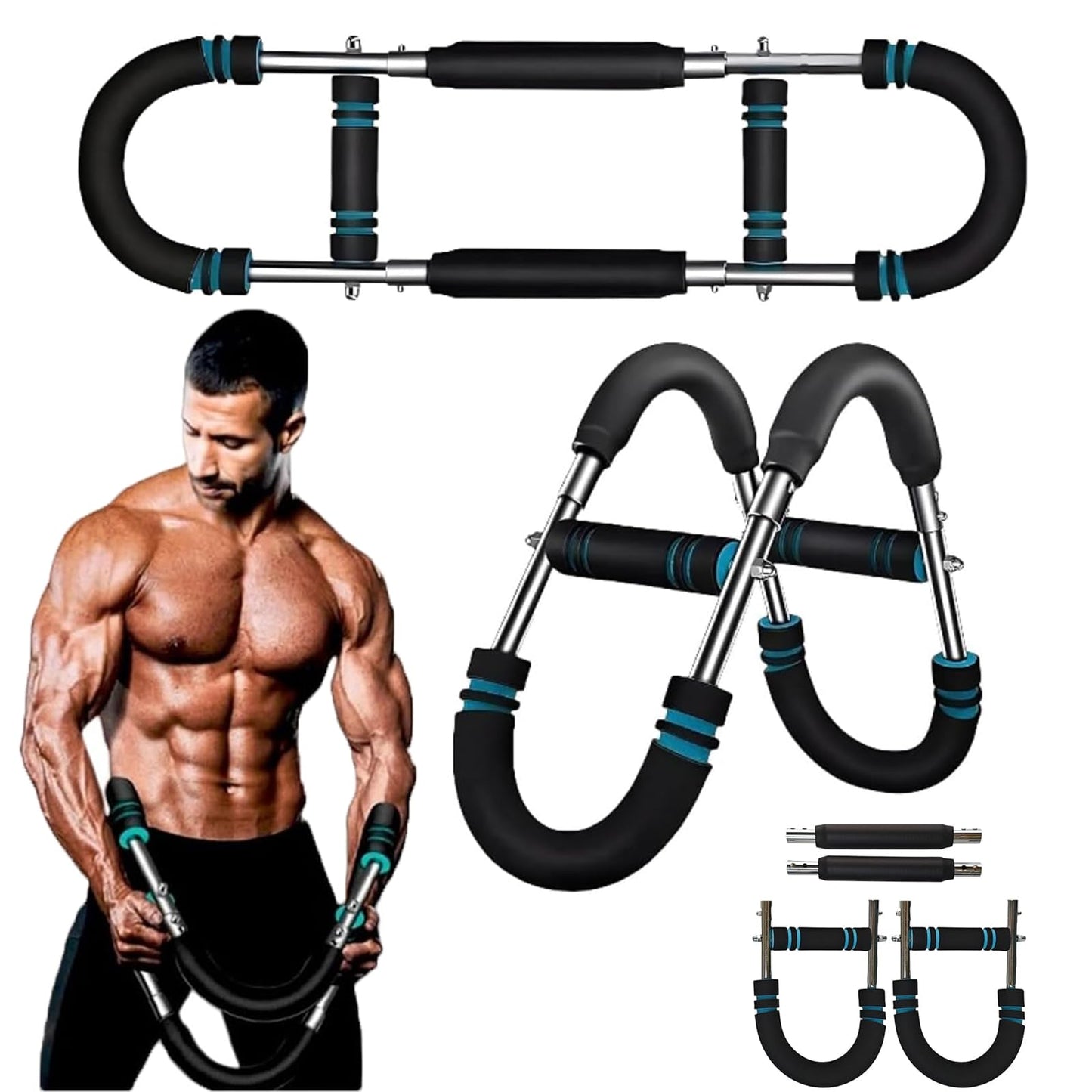 Twister Arm Trainer, 60-100lb Adjustable Power Spring Workout Bar, Arm Trainer for Men/Women, Portable Detachable Design for Home Gym, Arm Chest and Shoulder Muscle Strength Exerciser Training