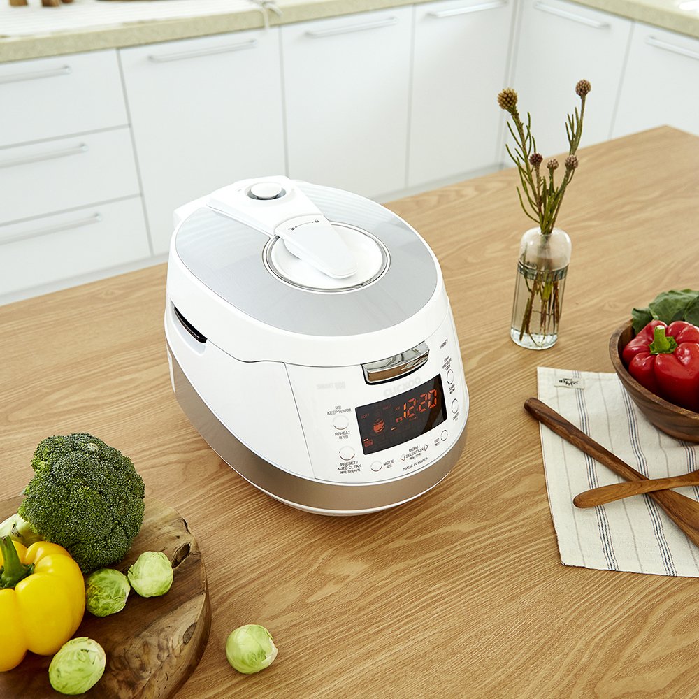 CUCKOO CRP-HS0657FW 6-Cup (Uncooked) 12-Cup (Cooked) Induction Heating Pressure Rice Cooker with Nonstick Inner Pot & 16 Menu Modes (White/Silver, Made in Korea)