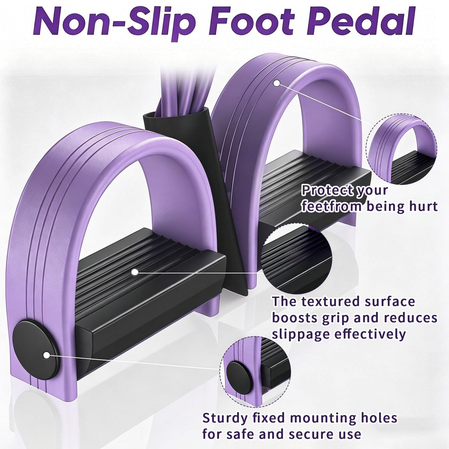 Kammoy 6-Tubes Tension Rope, Multifunction Elastic Yoga Pedal Puller Resistance Band, Natural Latex Tension Rope Fitness Equipment, for Abdomen, Waist, Arm, Leg Stretching Slimming Training (Purple)