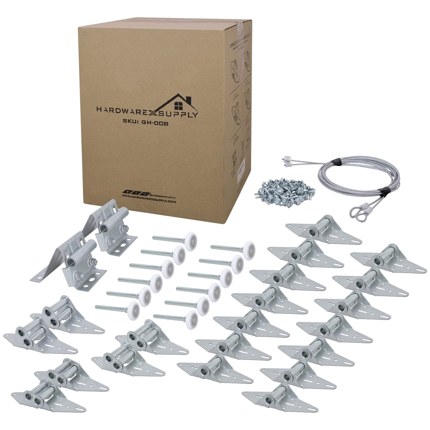 HardwareX supply Garage Door Hinge Roller Bracket Hardware Tune Up Kit (8' Height (16'x8' or 18'x8'))