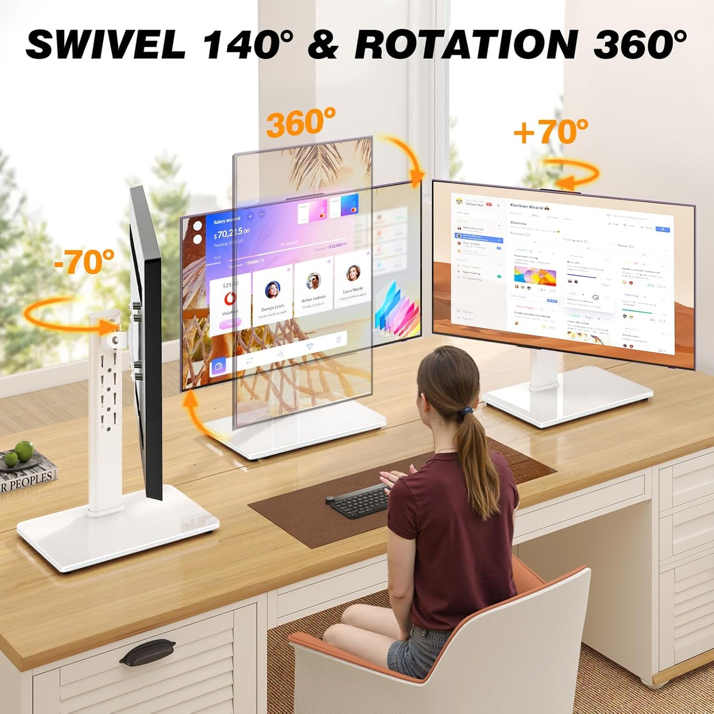 13-32 Inch 44lbs, TAVR Furniture Single Monitor Stand VESA Mount for Screens, Free-Standing Monitor Riser with Swivel