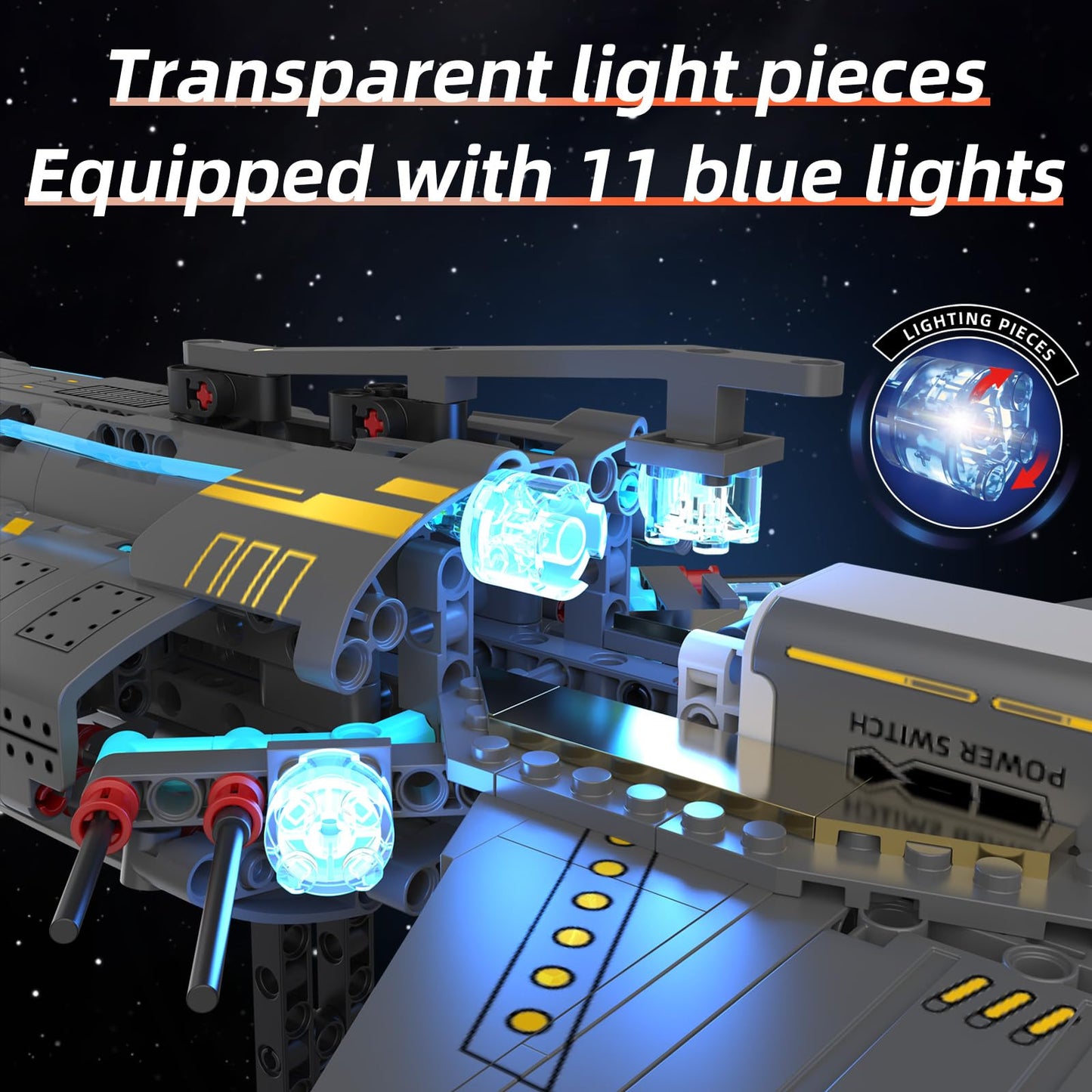 Suplanet Space Station Spaceship Building Blocks Set with Motor & LED Lights, Exploration Model Building Kits with Display Stand, STEM Engineering Gift for Kids,Adults and Space Fans (1471 PCS)