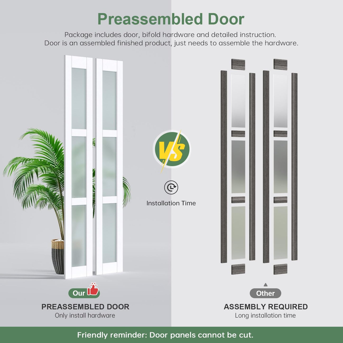 Roymelo Bifold Doors for 28"×80-3/4" Opening, Preassembled White Frosted Glass Folding Barn Door, Sliding Interior Wood Panel Closet Bifolding Door with Concealed Hardware Kit Included