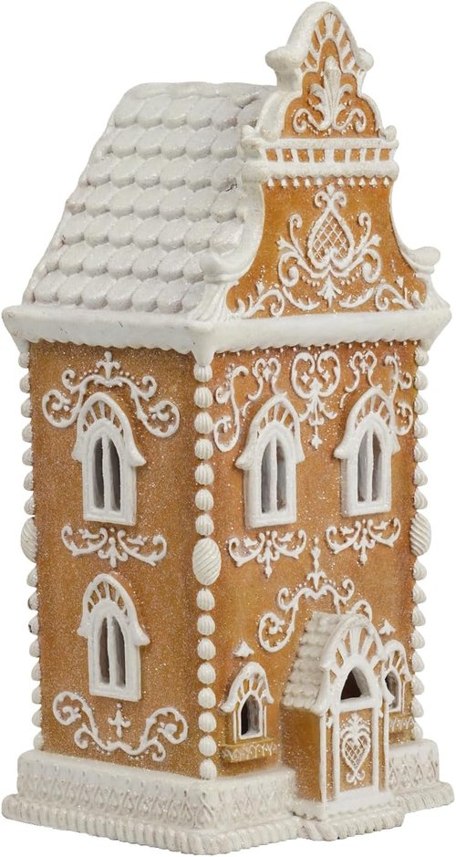 Braxio Gingerbread House Decoration - LED Light Winter Holiday Home Decor Gift, 6.5 x 5.5 x 13.5 Inch