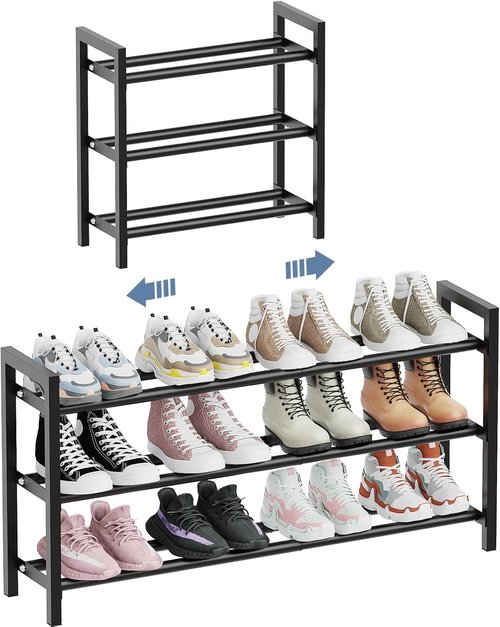 Mavivegue Expandable Shoe Rack - 3-Tier Adjustable Organizer for Closet & Entryway - 18-33”