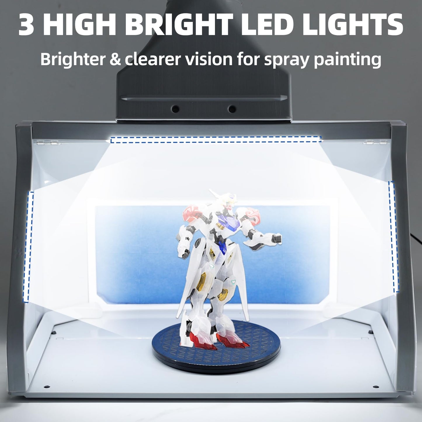 OPHIR Airbrush Spray Booth, Double Fans Paint Spray Booth with 3 Led Lights, Mini Photo Booth with White Photography Paper, 10xColoring Clips, 30xSpeed Shape Vinyl Car for Hobby, Model, Craft Painting