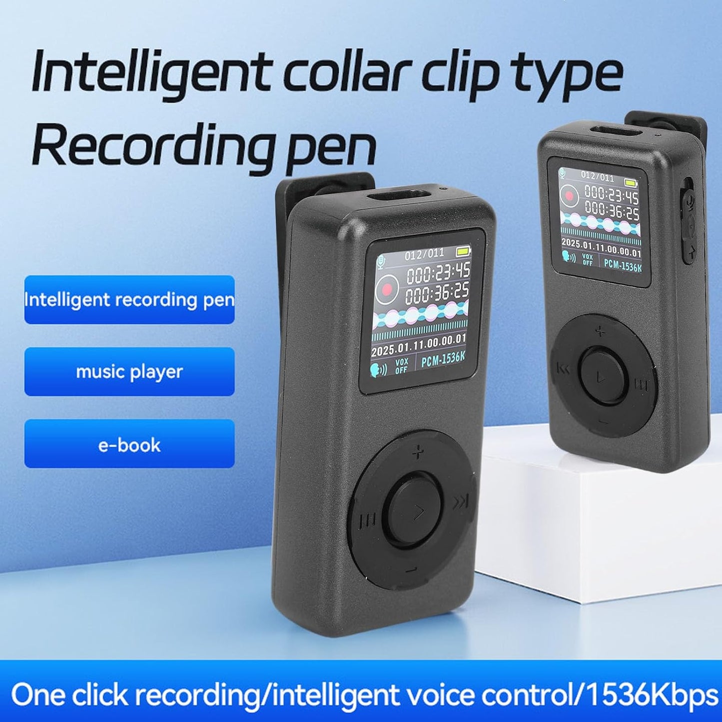 XUMIUZIY MP3 1536Kbps 5 (16GB) Player, Music Player Digital Audio Player with Noise Reduction HD Lossless Recording