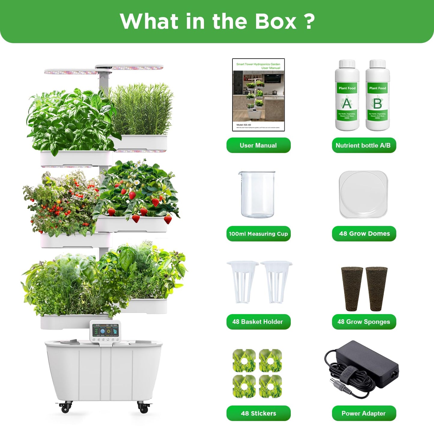 Hydroponics Growing System Kit,48 Pods Large Indoor Hydroponic Herb Garden with Smart LED Grow Light, Auto Circulating Water Pump,24L Water Tank,APP & WiFi Controlled,Gardening Systems for Ideal Gifts