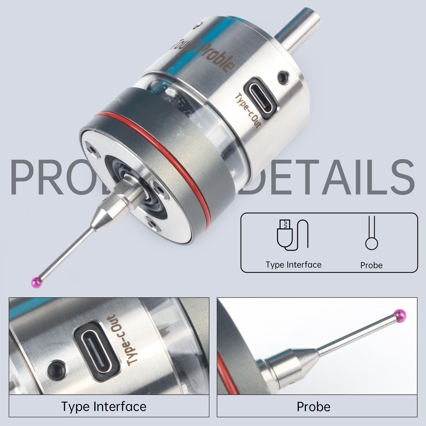 CNCTOPBAOS High Precision 3D Edge Finder 0.001mm NO,Waterproof CNC Machining Center Trigger Touch Probe,Milling Machine Automatic Find Center Position Locator,XYZ Coordinate Tool Setter Measuring+Tip