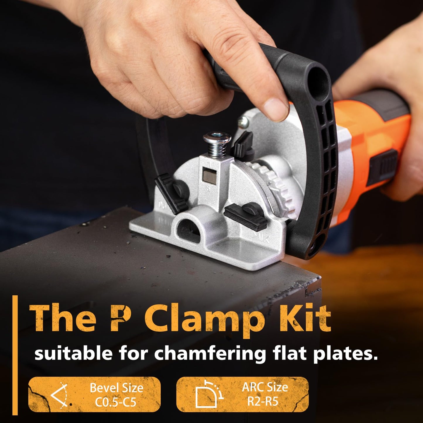 Handheld Chamfer Tool, Metal Chamfering Tool, for Trimming, Beveling, Deburring, 45 Degree Arc and Bevel, 850W 120V 60Hz, Model PT-100 (Machine)