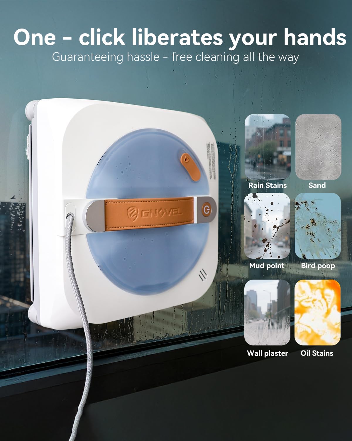 GNOVEL Upgraded Window Cleaning Robot, 10000Pa Strong Suction, 15-Stage Anti-Fall, Smart Path Planning, Edge Detection, App & Remote Control, Automatic Glass Cleaner for High Rise Windows, Glass, Tile