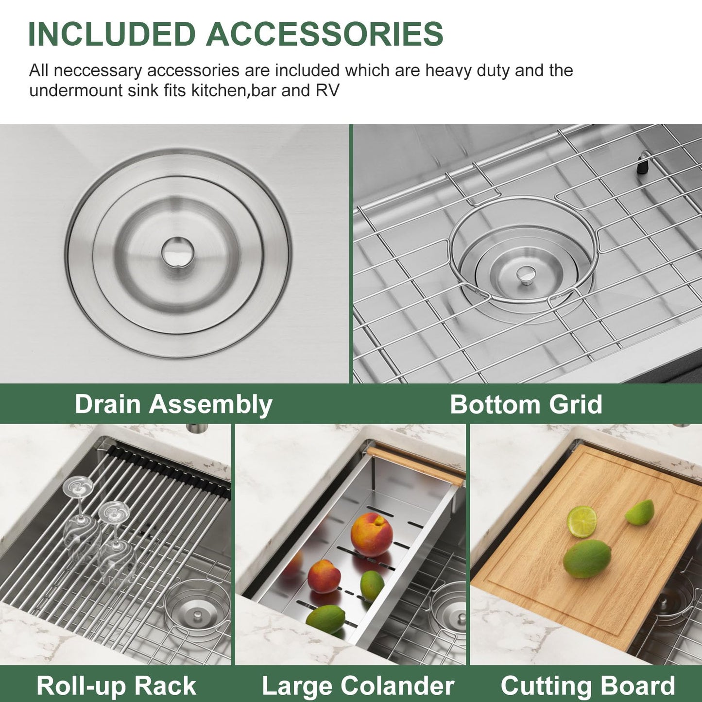 28 Inch Undermount Kitchen Sink Workstation - Couoko 28x19 Inch Undermount Single Bowl Workstation Sink 16 Gauge Stainless Steel Deep Handmade Under Counter Kitchen Sink with Accessories
