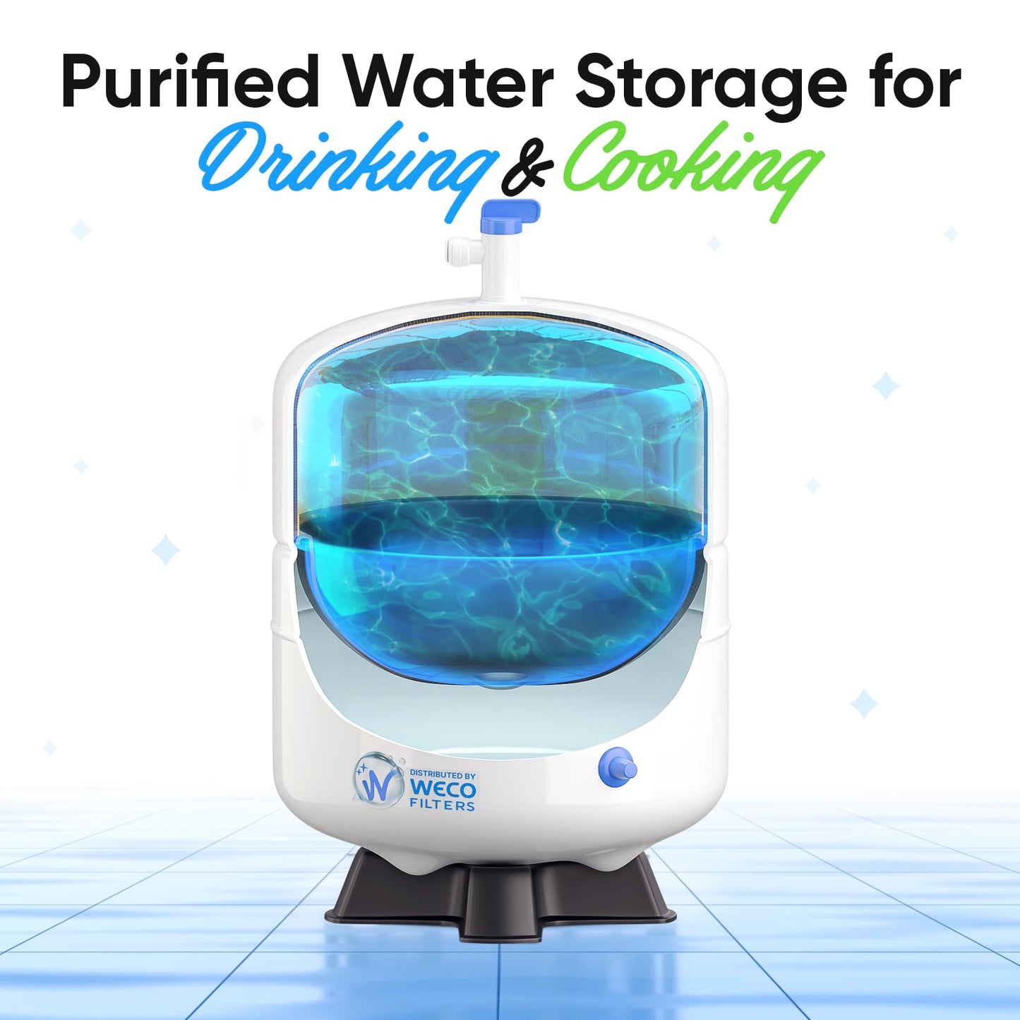 Pressurized Water Storage Tank - Reverse Osmosis Water Tank with Stainless Steel Connections and Ball Valve - Water Filtration System Storage Tank 6 Gal & appx. 3.6 Gal Usable Capacity (ROT-6-W)