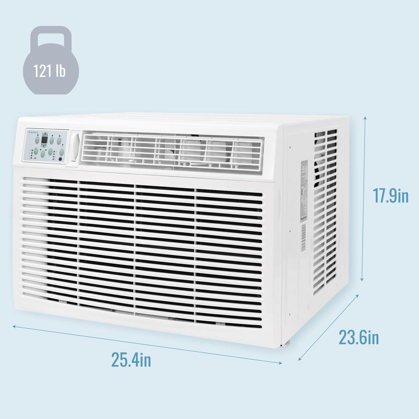 Keystone 23,200 BTU Window Air Conditioner with 16,000 BTU Supplemental Heat and Dehumidifier, 230V, Window AC for Large Rooms up to 1,500 Sq.Ft. with Smart Remote Control