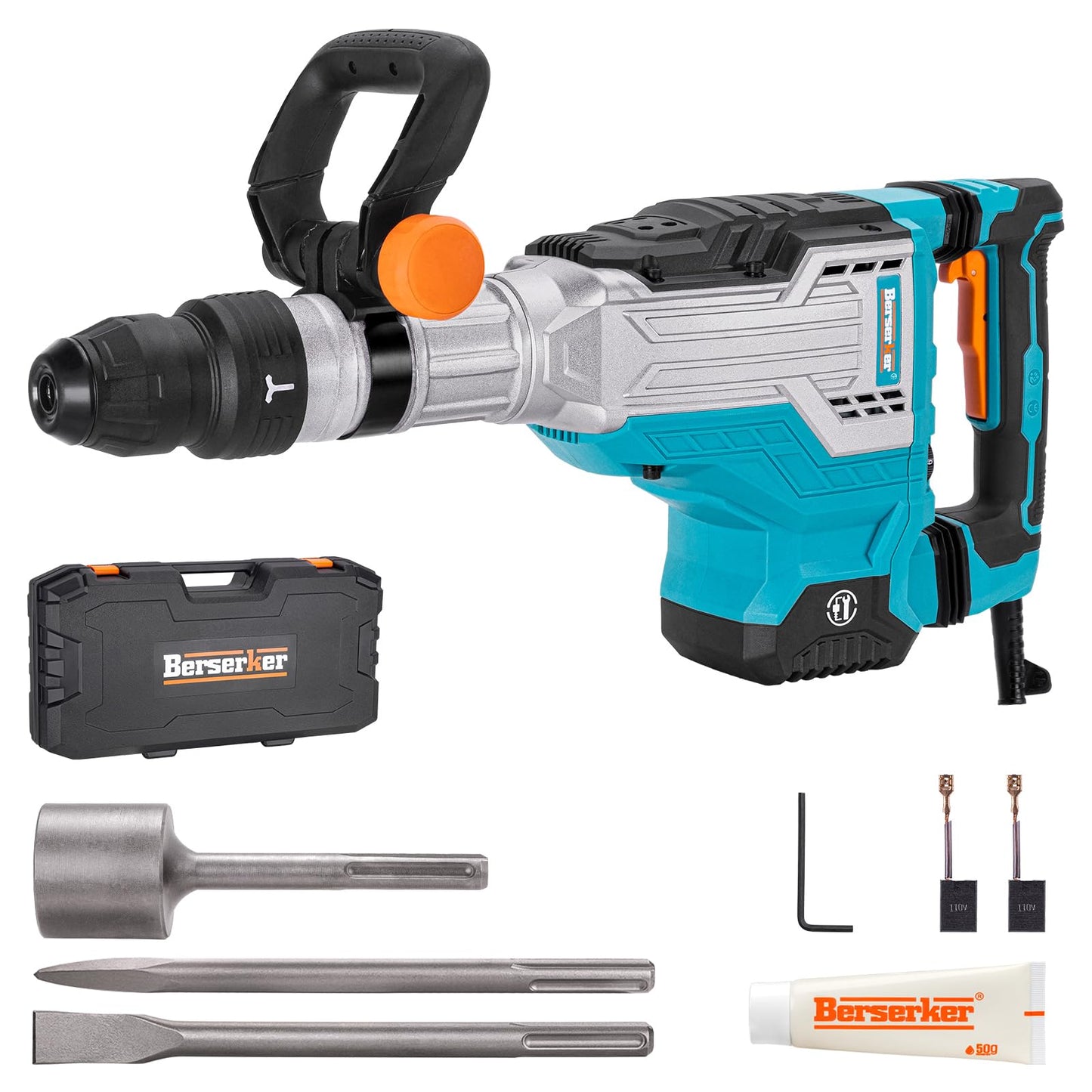 Berserker 25-Pound SDS-Max Demolition Jack Hammer with SDS Max T-Post Driver, 2 Inch Diameter Head for Driving T Posts, Fence Posts and Ground Rods