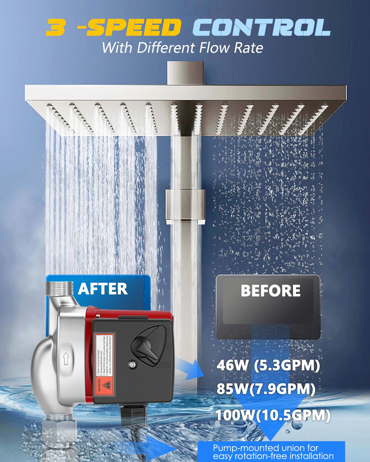 Moonshan Instant Hot Water Recirculating Pump with 304 Stainless Steel Adjustable Bypass Valve Water Recirculating System for Tank Water Heaters (2025 Upgraded)