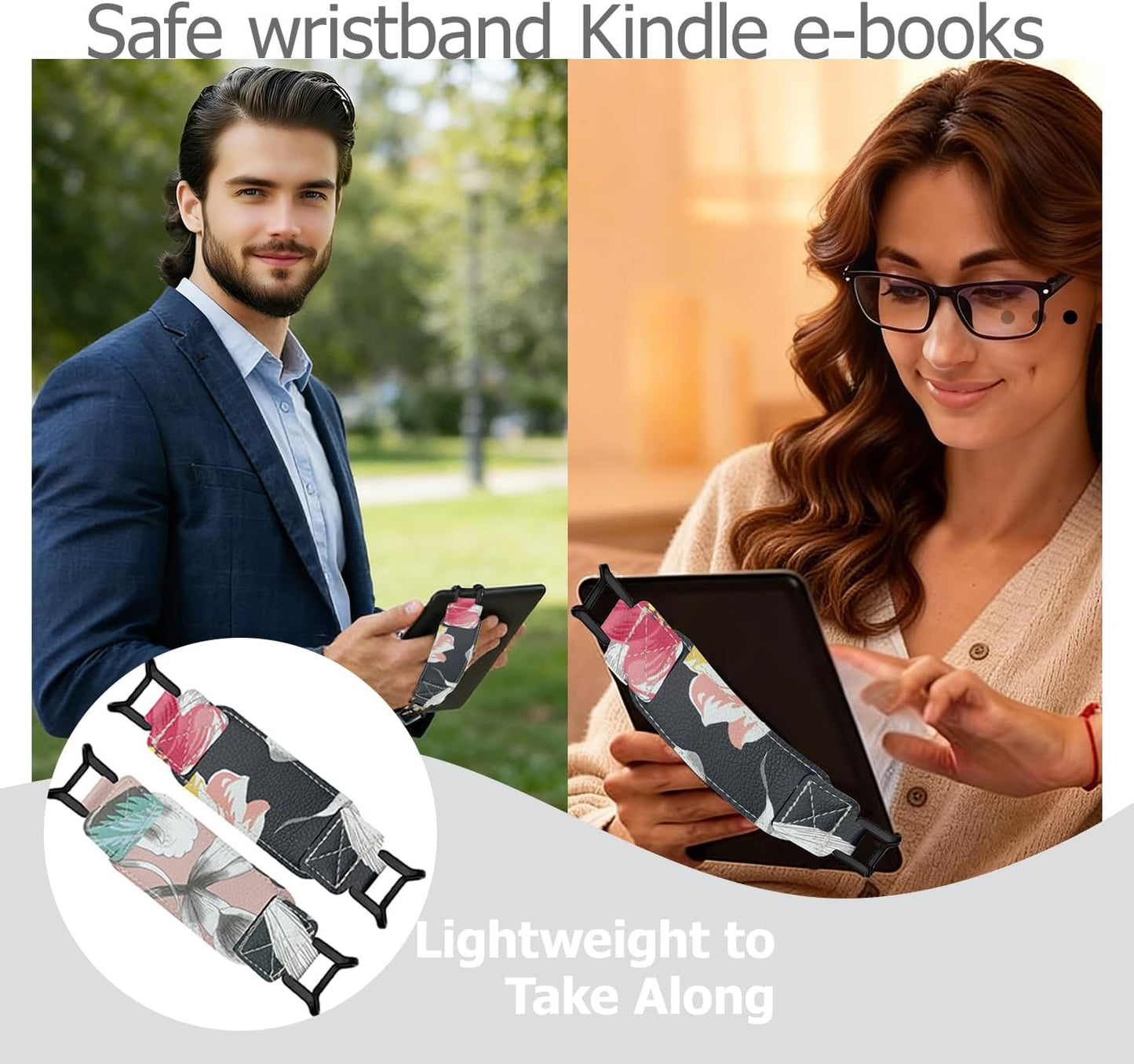 WQVSHRO 2PCS 6-8" Electronic Reader Hand Strap Ebook Versatile Portable Grip Secure Hand Strap for Ebook Mobile Phones