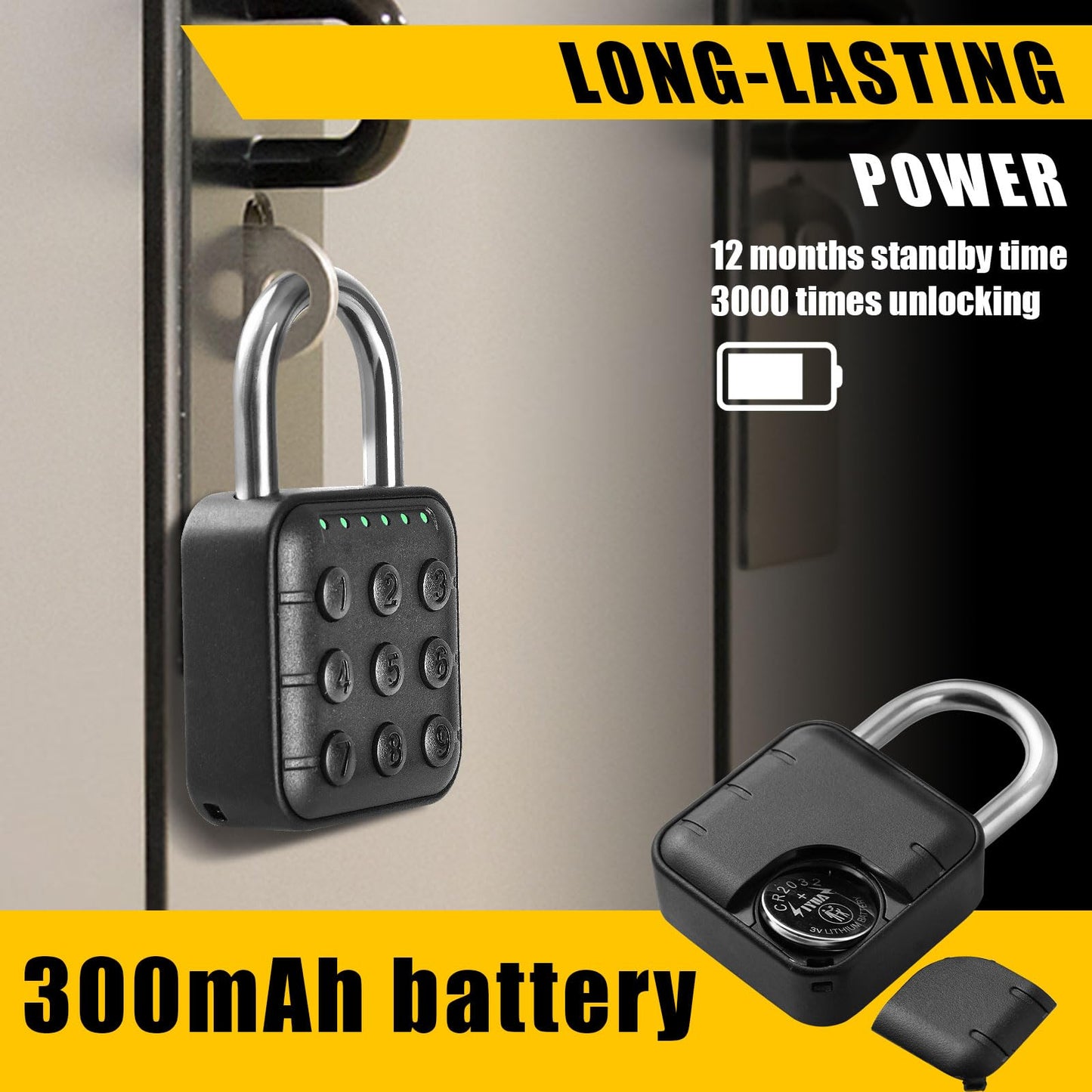 DELSWIN Combination Lock for Locker - 6-Digit Combo Lock Waterproof Smart Padlock for School Gym Lockers, Gates, Fence and Storage Unit (Black)