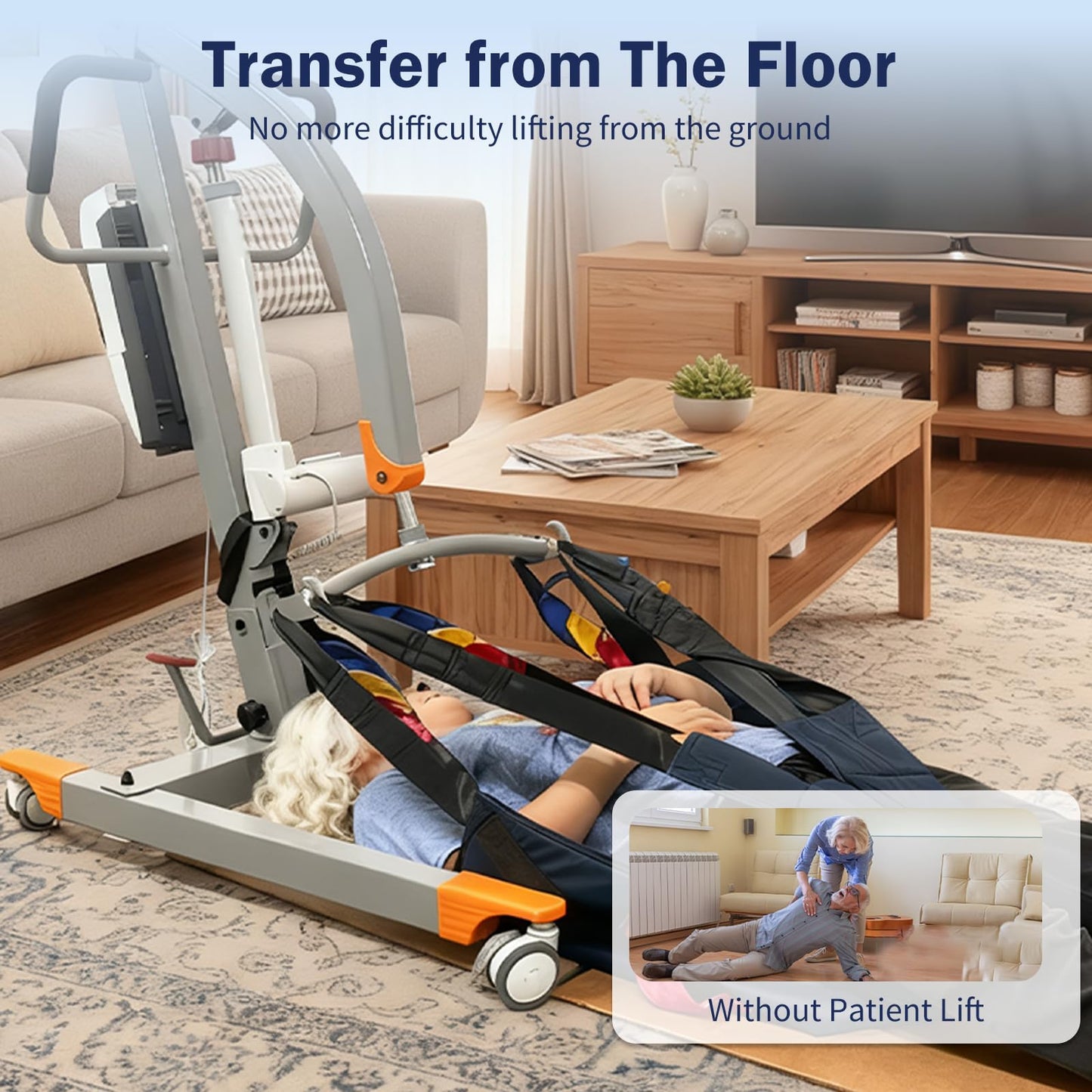 Aluminum Electric Patient Lift for Home, Lightweight Premium 450lbs Patient Lift | Folding Body Transfer Lift for Car | Upgraded Version