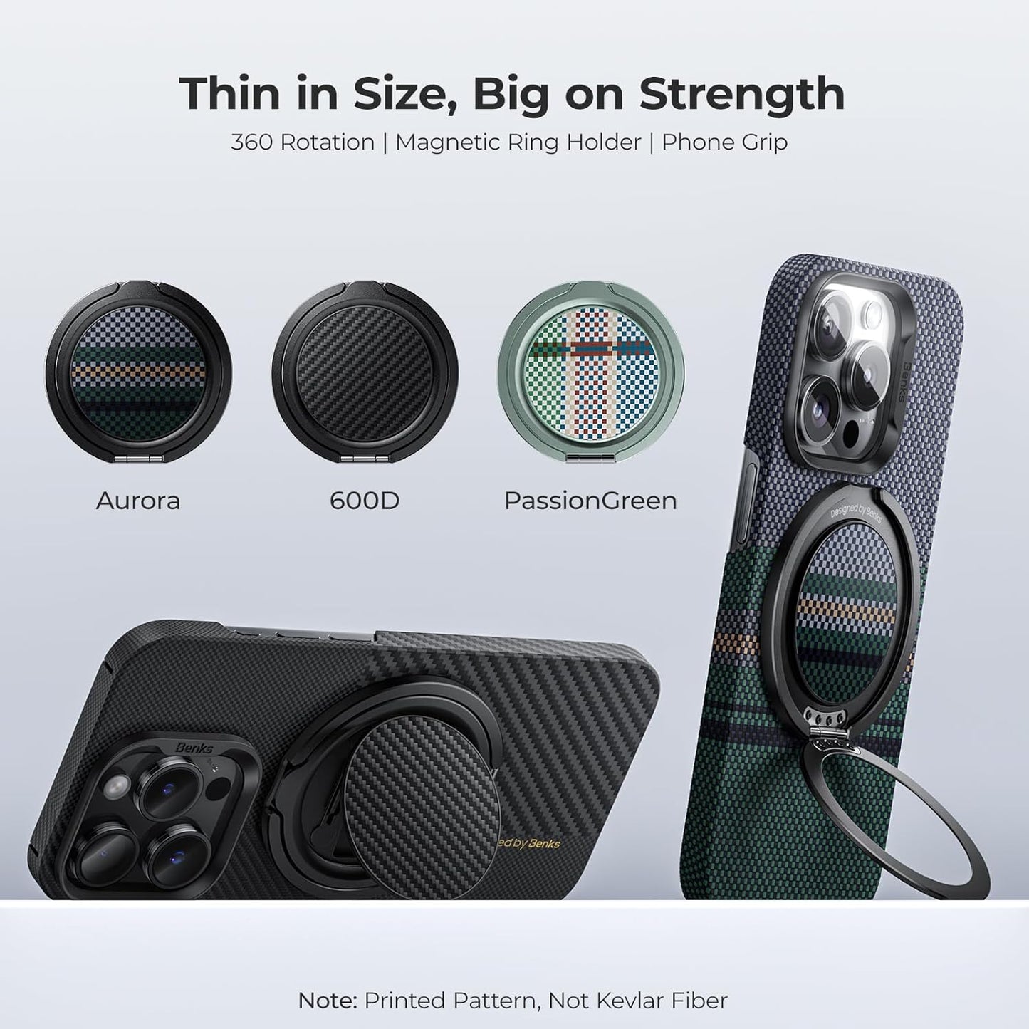 BENKS 360 17/16/15/14/13/12 Magnetic Phone Grip Ring Holder Stand for Magsafe, Rotation Adjustable Cell Phone Stand