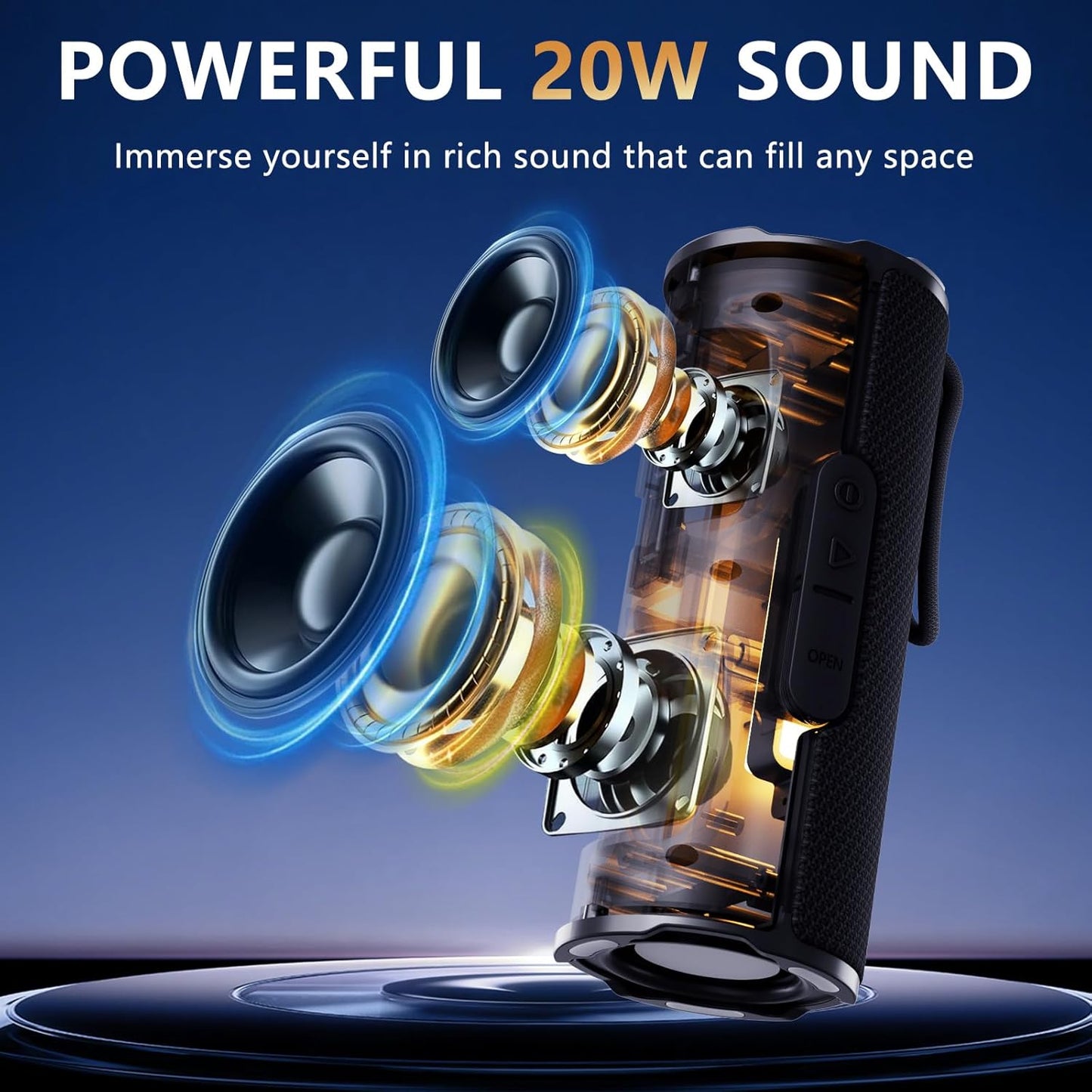 BYANDBY IPX5 2 12W 5.3, Bluetooth Speaker with Waterproof Portable, Long Playtime, Wireless Stereo Pairing, Stereo