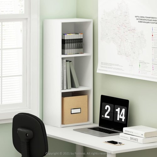 Furinno Pasir 3-Tier Bookcase - No Tool Assembly | Stylish Open Shelf Design in White