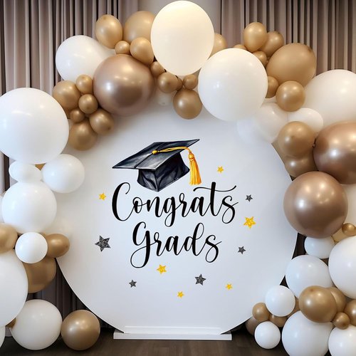 FYSUIMU Graduation Cap Decal - Black & Gold Welcome Sign for Party Decorations | Perfect for Balloon Arches