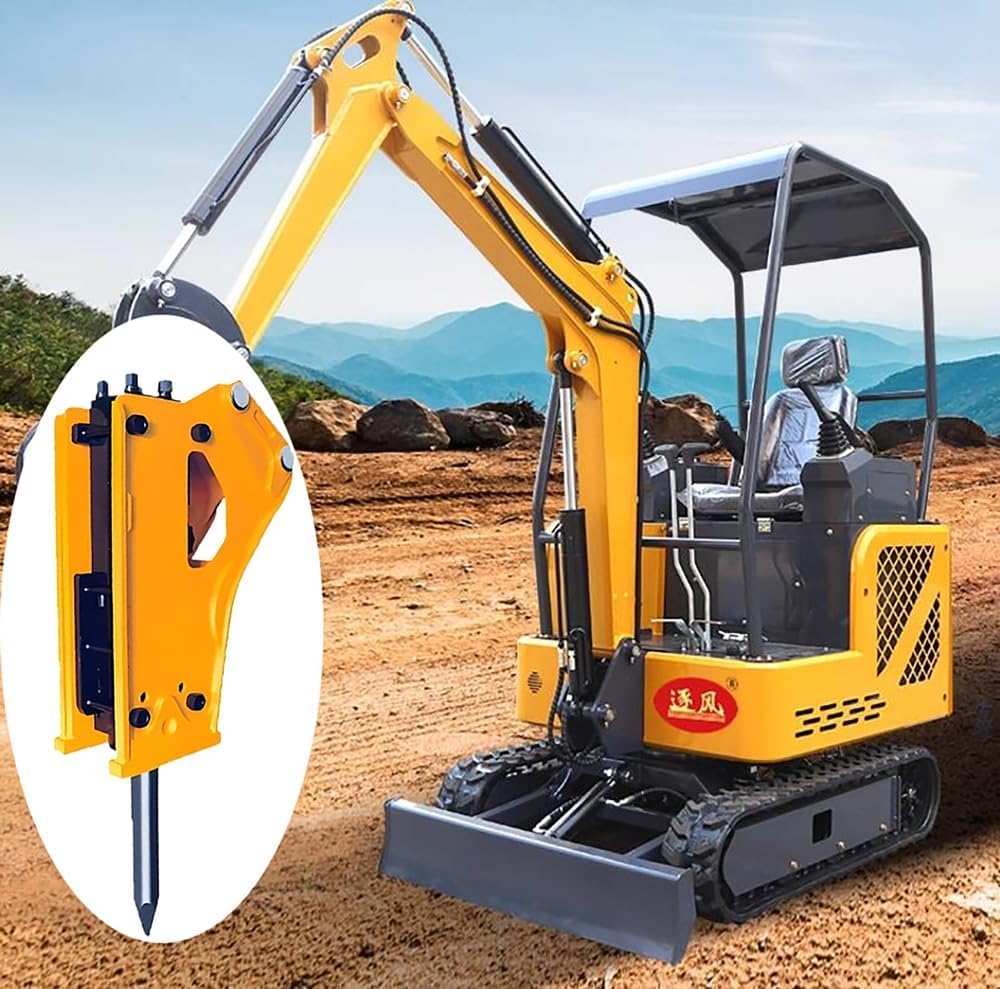 Danett 0.8-3Ton Mini Excavator Hydraulic Hammer Breaker – High-Performance Demolition Tool with 2 Chisels, Nitrogen Kit & Hydraulic Hoses for Concrete, Rock, Frozen Ground