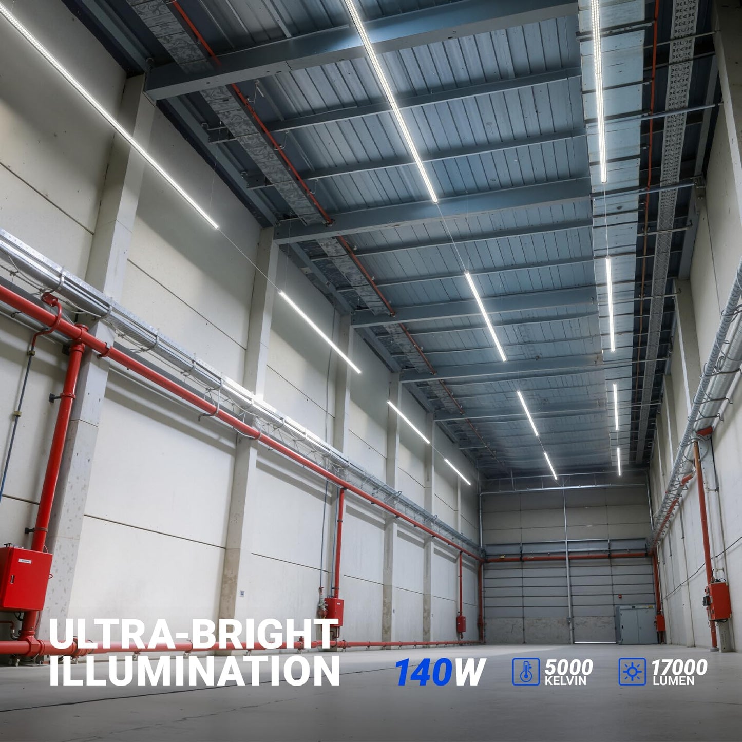 Barrina 8FT LED Shop Light, 140W 17000LM 5000K, U-Shaped 3 Rows LED Garage Lights, Linkable, Hanging & Flush Mount, 8 Foot Commercial LED Shop Lights for Garage, Workshop, Kitchen, 10 Packs, Silver