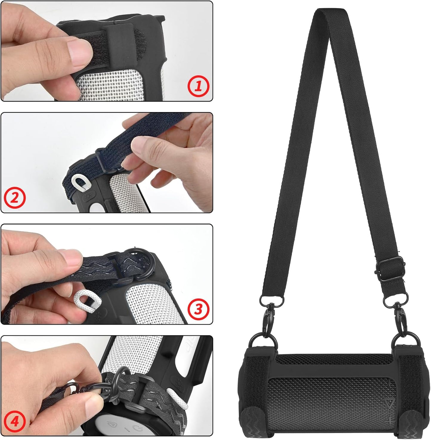 Silicone Cover for JBL Grip Compact Bluetooth Speaker, Portable Carrying Case with Adjustable Detachable Shoulder Strap