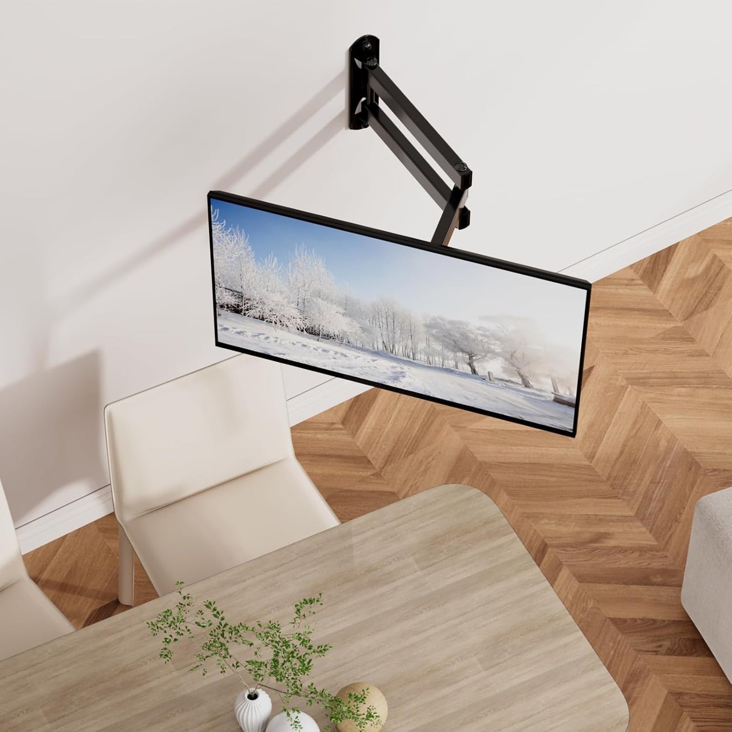 WALI 15 inch 13 32 inch 100x100mm (1330LM), TV Wall Mount Articulating LCD Monitor Full Motion Extension Arm Tilt