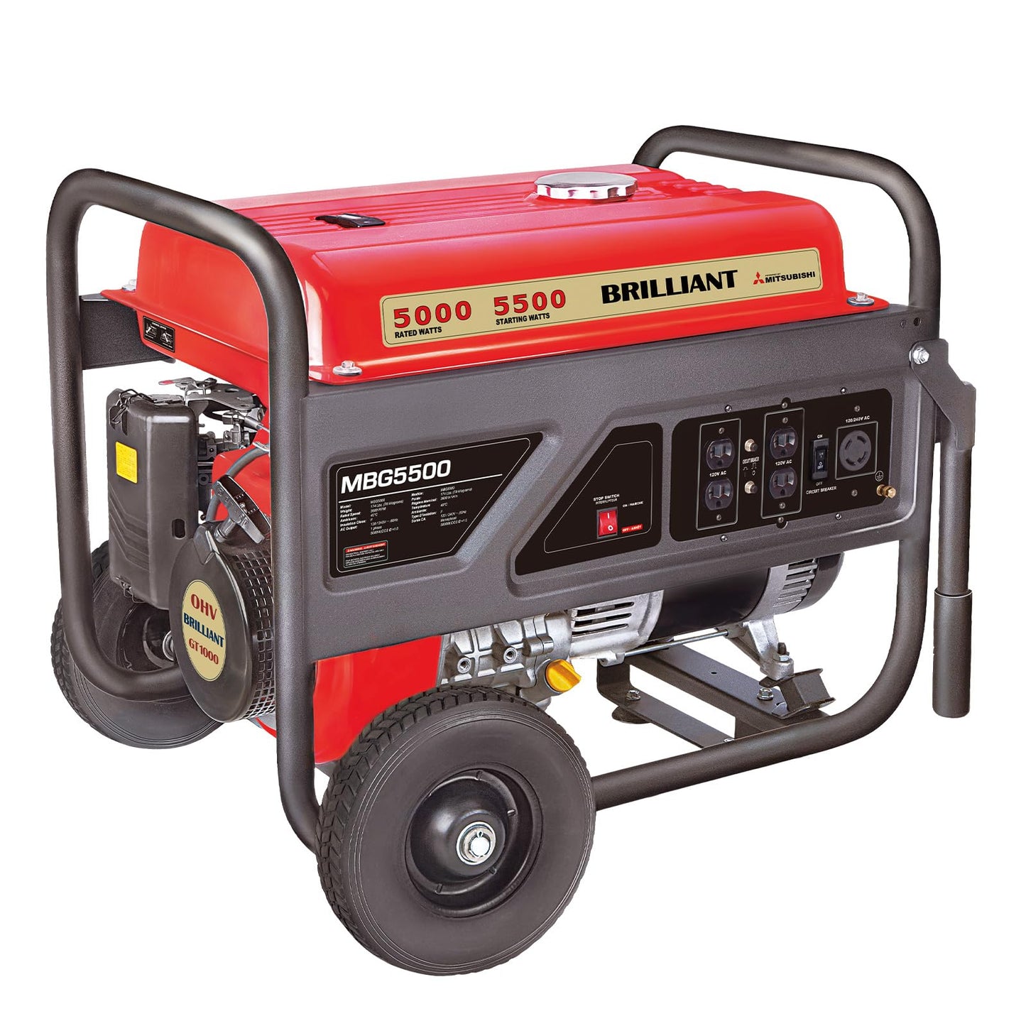 TOOLCY 5500W Gas Powered Generator – High-Performance Gas Generator with AVR, Steel Frame for Backup Power, Jobsite & Outdoor Use, 120V/240V 60Hz, Recoil Start, Not for Sale in California