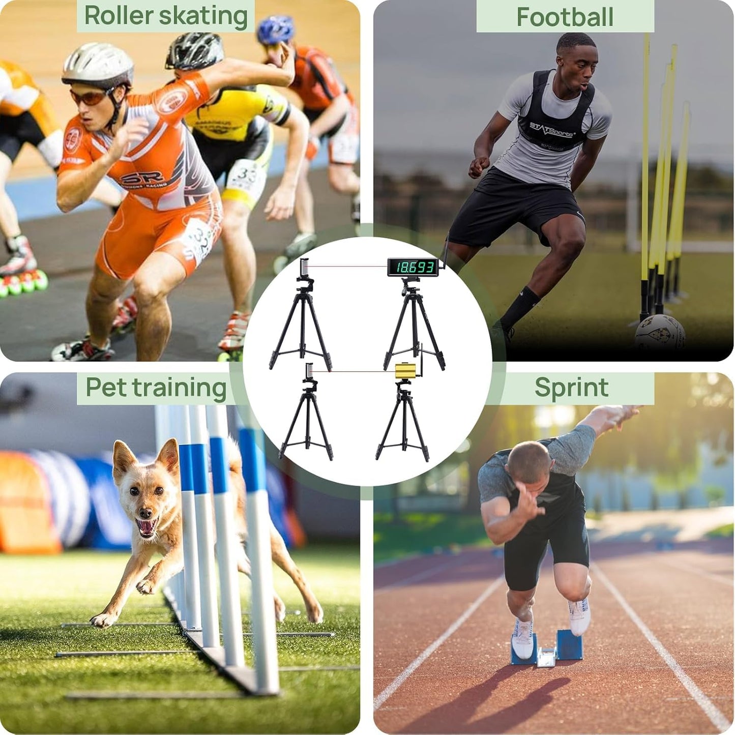 YZ Laser Timer for Sprints, Laser Sprint System, Track Laser Timer Stopwatch, Lap/Speed Training/Track Field/Running/Football(High Stand)