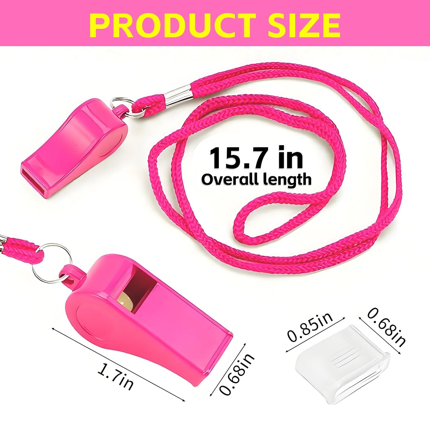 uadbau Pink Whistle, Plastic Whistle Emergency with Lanyard and Mouthpiece – Loud Crisp Sound for Coaches, Lifeguard, Teachers, Training, and Outdoor Safety (2 Pack)