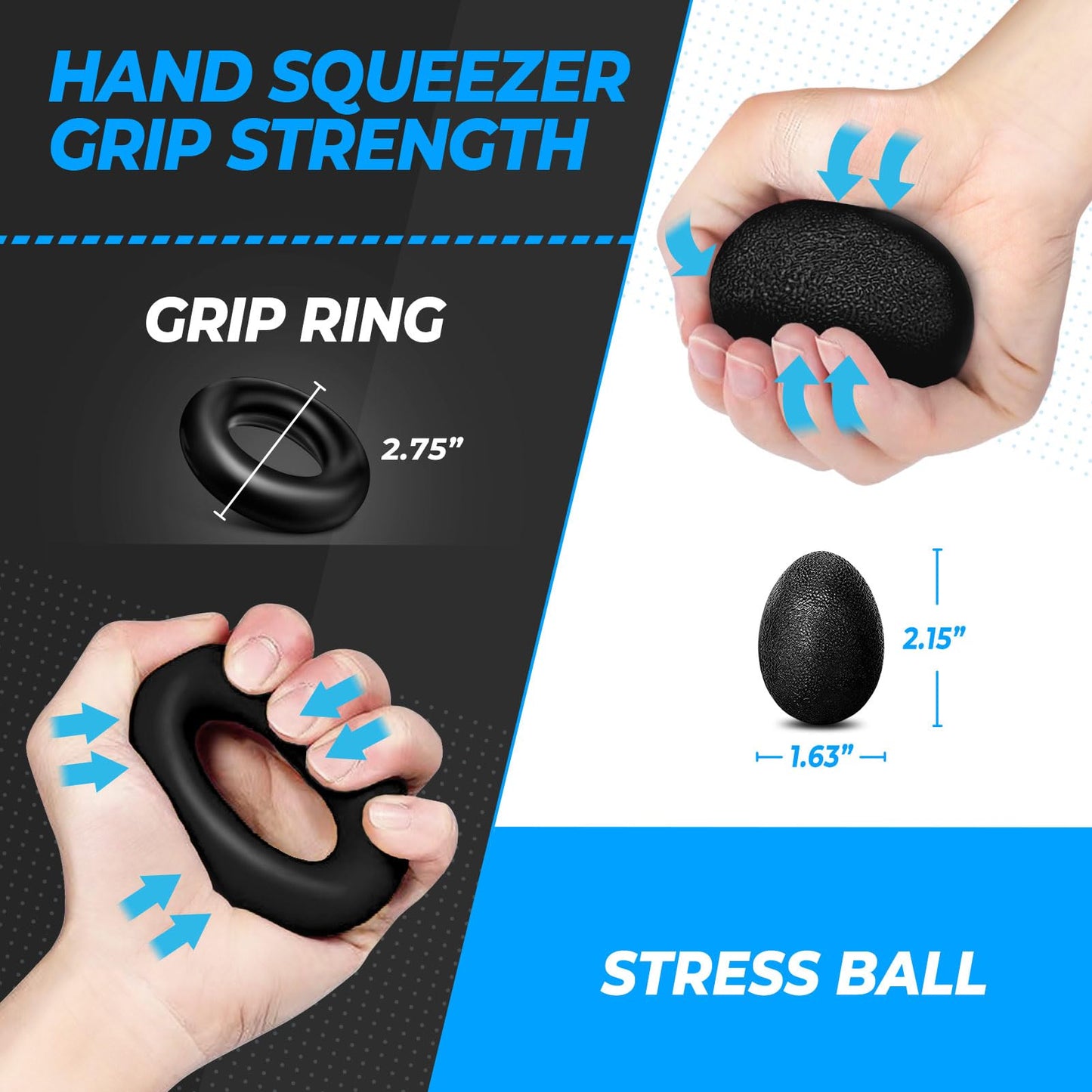 roygra Grip Strength Trainer (5 Pack), Forearm Strengthener, Hand Strengthening Devices, Hand Exercisers for Strength, Finger Strengthener, Wrist Exerciser, Baseball Climbing Calisthenics Basketball