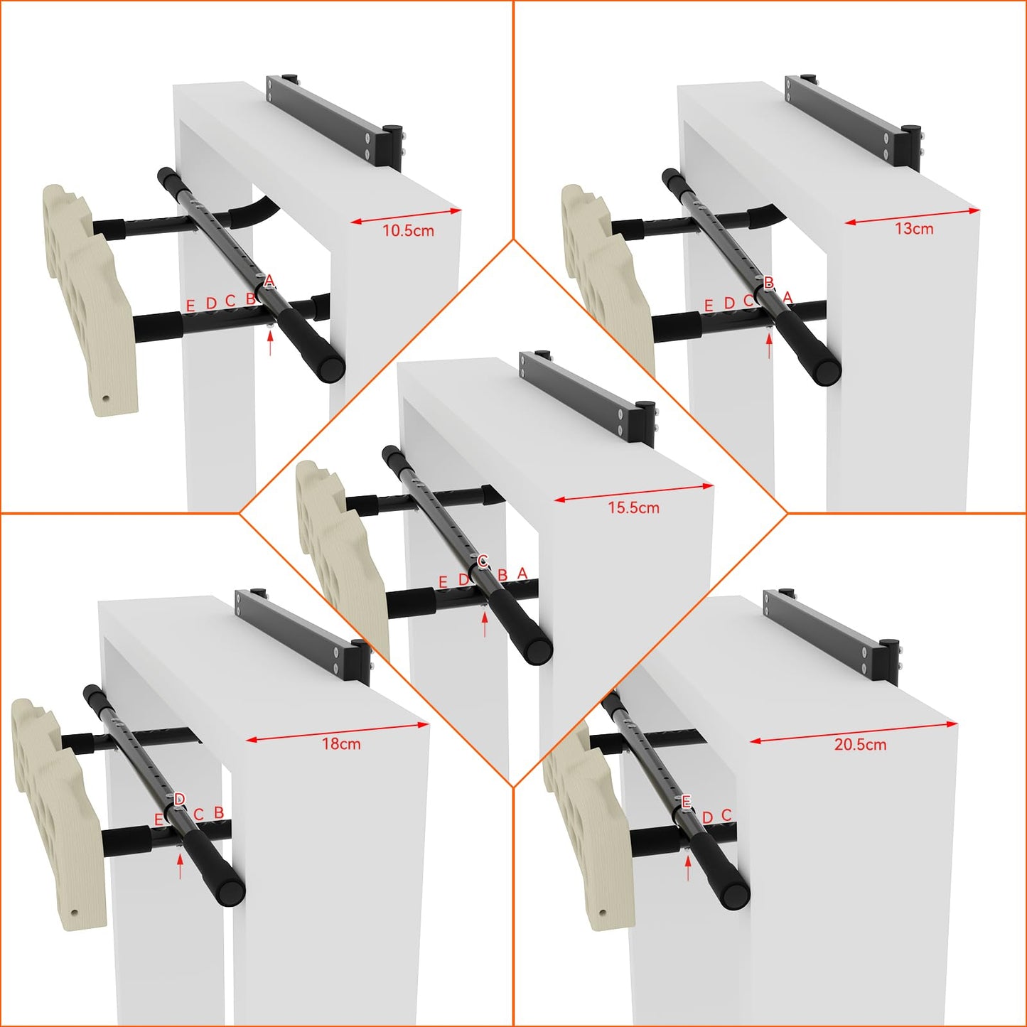 Hangboard Rock Climbing Hangboard with Door Way Pull Up Bar; Including Jugs, Pinches, Pockets, Edges and Slopes for Rock Climbing Training (10-21 cm)