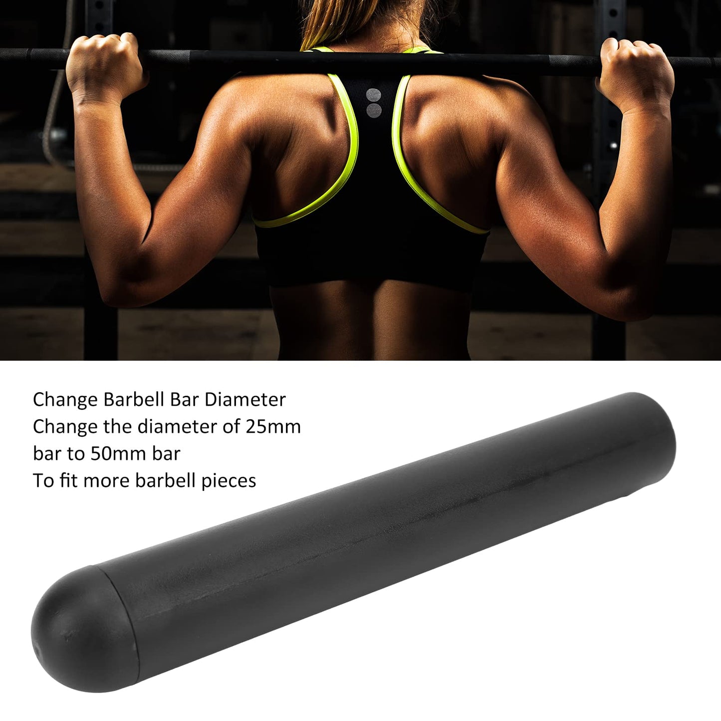 Yuecoom Barbell Bar Adapter Sleeve Convert, Sleeve Olympic Adapter Sleeves, Dumbbell Convert 0.98in to 1.97in Post Sleeve for Weightlifting Bed(230mm)