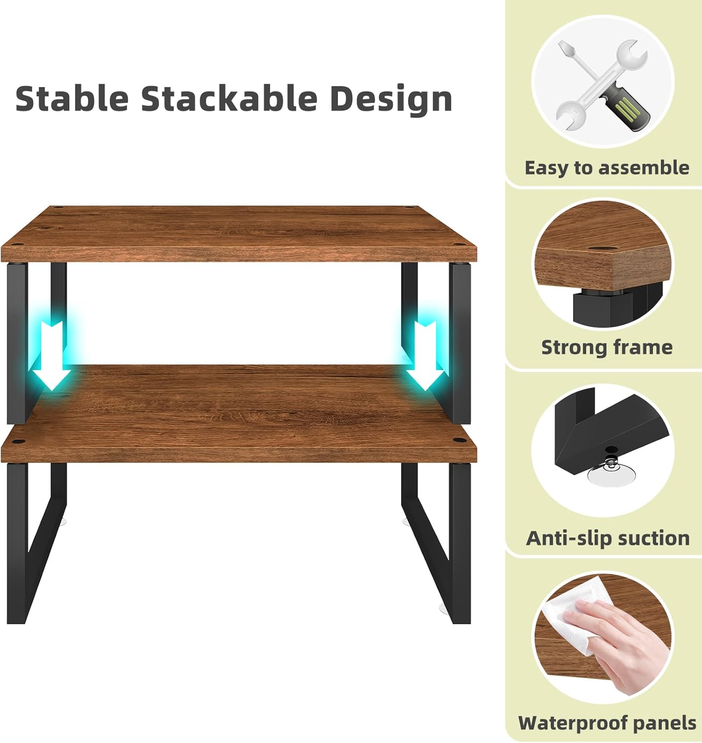 2 Pack Simple Trending Monitor Stand Riser, Wood Desk Storage Organizer for Office Laptop, Computer, Antique Brown