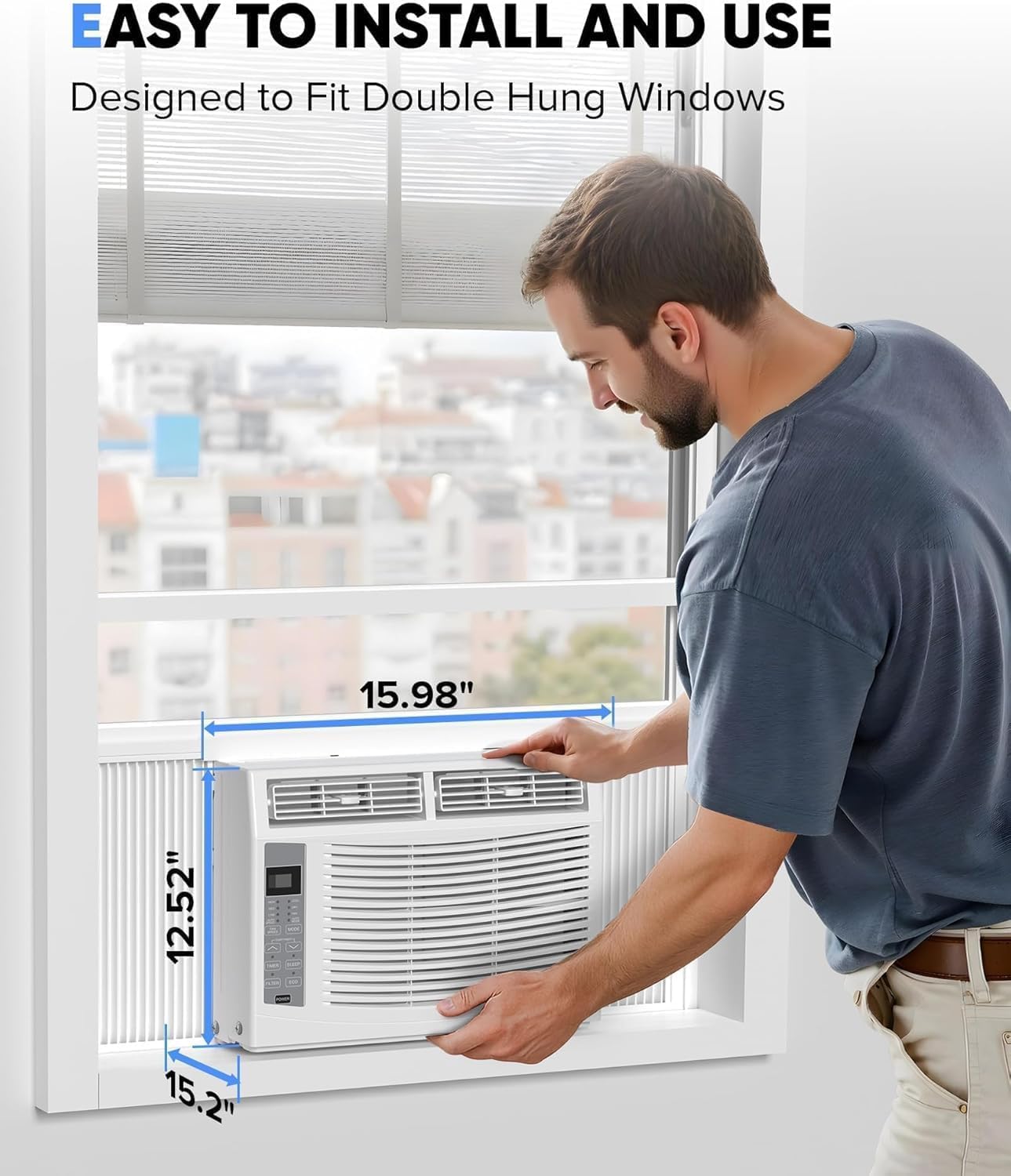 Garvee 8,000 Btu U-Shaped Window Air Conditioner, WiFi & App Control, Ultra Quiet, Enabled Saddle Window AC Unit Cools Up to 350 Sq. ft, Cooling, Dehumidifier, Flexible for Home/Office