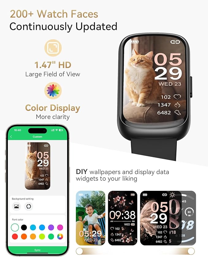 Health & Fitness Tracker, Fitness Watches for Men/Women with Heart Rate,Blood Oxygen,Sleep Monitor, Smart Watch for Android Phones/iPhones with Step Count/Calories/Distance, IP68 Activity Tracker