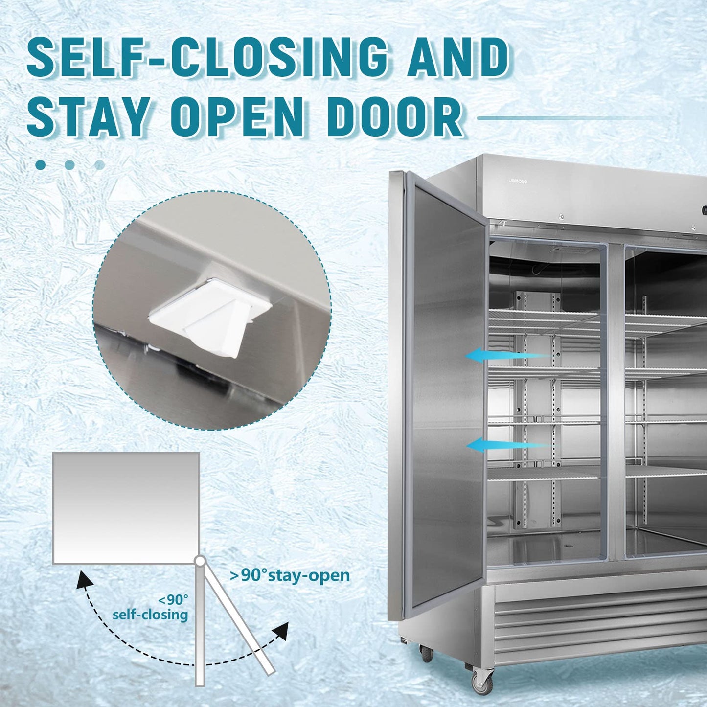JINSONG 54" Commercial Freezer, 49 cu.ft with 2 Solid Door Stainless Steel Reach-in Freezer for Restaurant, Bar, Shop, Residential