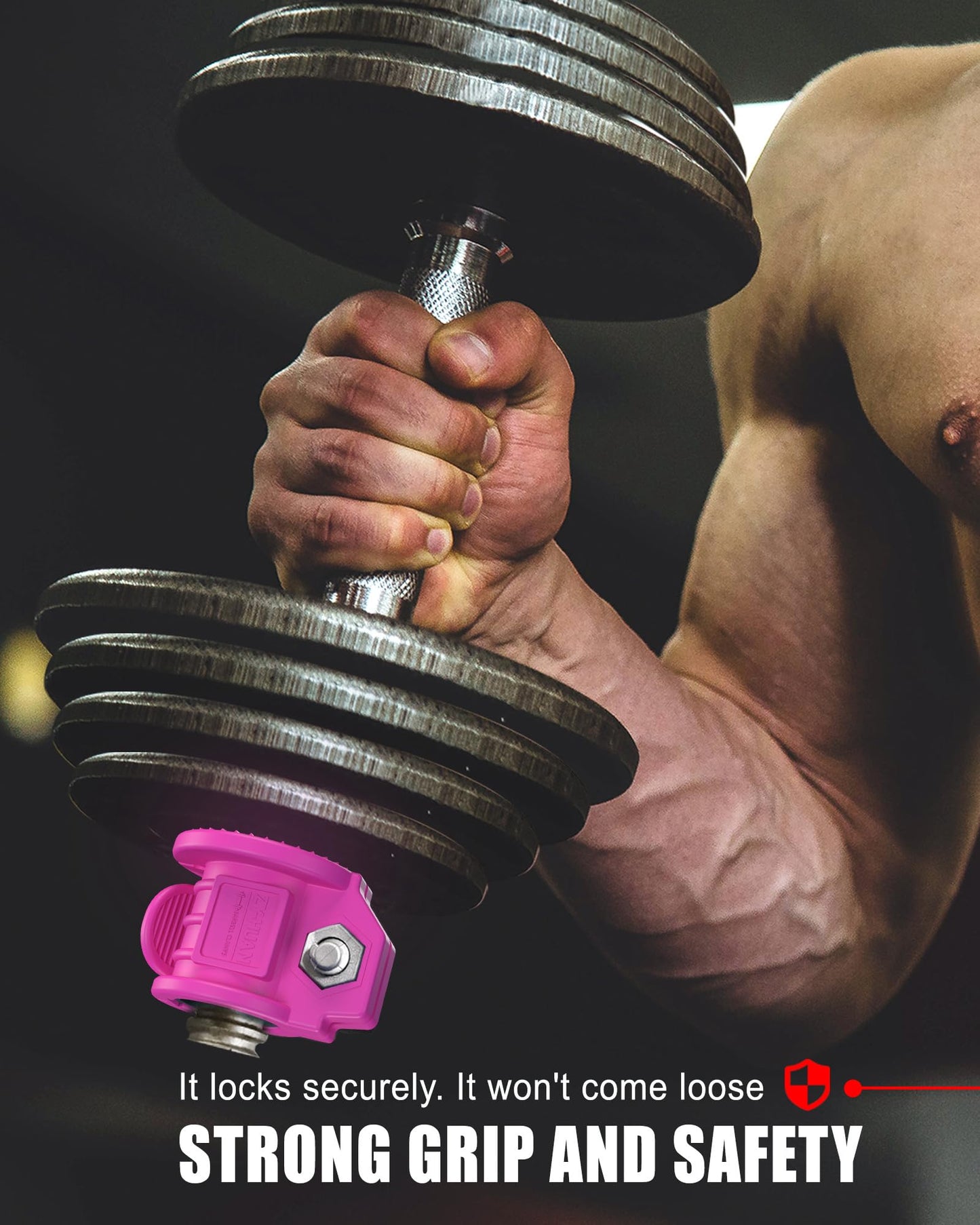 ZY-HUAN Barbell Clips 1 inch Barbell Clamps 0.9-1.18inch Quick Release Weight Clips for Bars Multi-Size Adjustable Olympic Barbell Clamps (Rose)