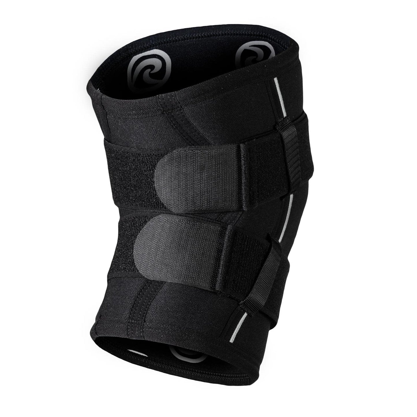 Rehband X-RX Knee Support with Straps, 1 piece, strong knee sleeve 7mm neoprene for heavyweight workouts, weightlifting & strongman, Colour:Black, Size:Large