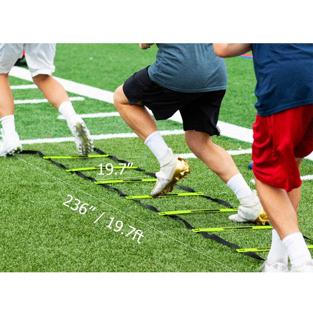 HolaHatha Adjustable Agility Ladder, 20' Sports Training Equipment with 12 Rungs for Speed Fitness - Football, Baseball, Soccer and Running Drills